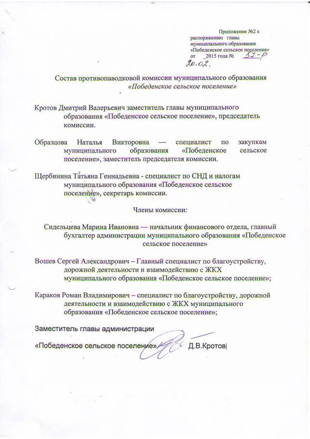 Распоряжения за январь-февраль 2015 года