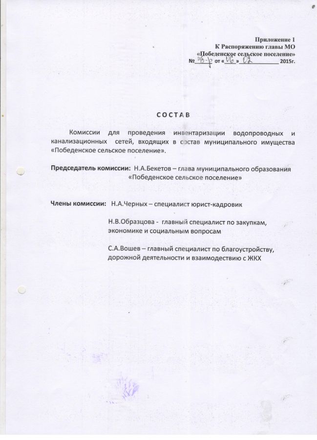 О проведении инвентаризации водопроводных и канализационных сетей, входящих в состав МО 